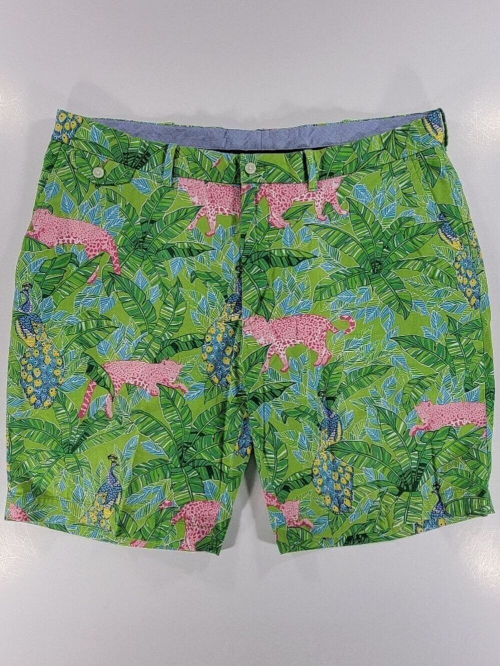Polo Golf Ralph Lauren Jungle Print Pink Leopard Peacock Floral Green Shorts 40